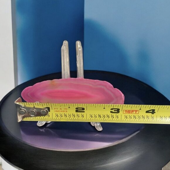 Vibrant Pink Agate Slice on Stand - Picture 2 of 3